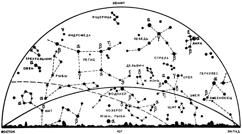 Схема созвездий на небе